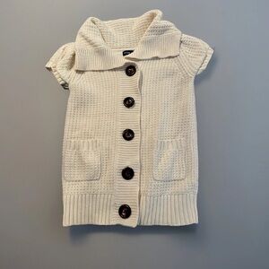 Baby Gap 3T Cardigan Sweater Coat Ivory White, Button Front 100% Cotton